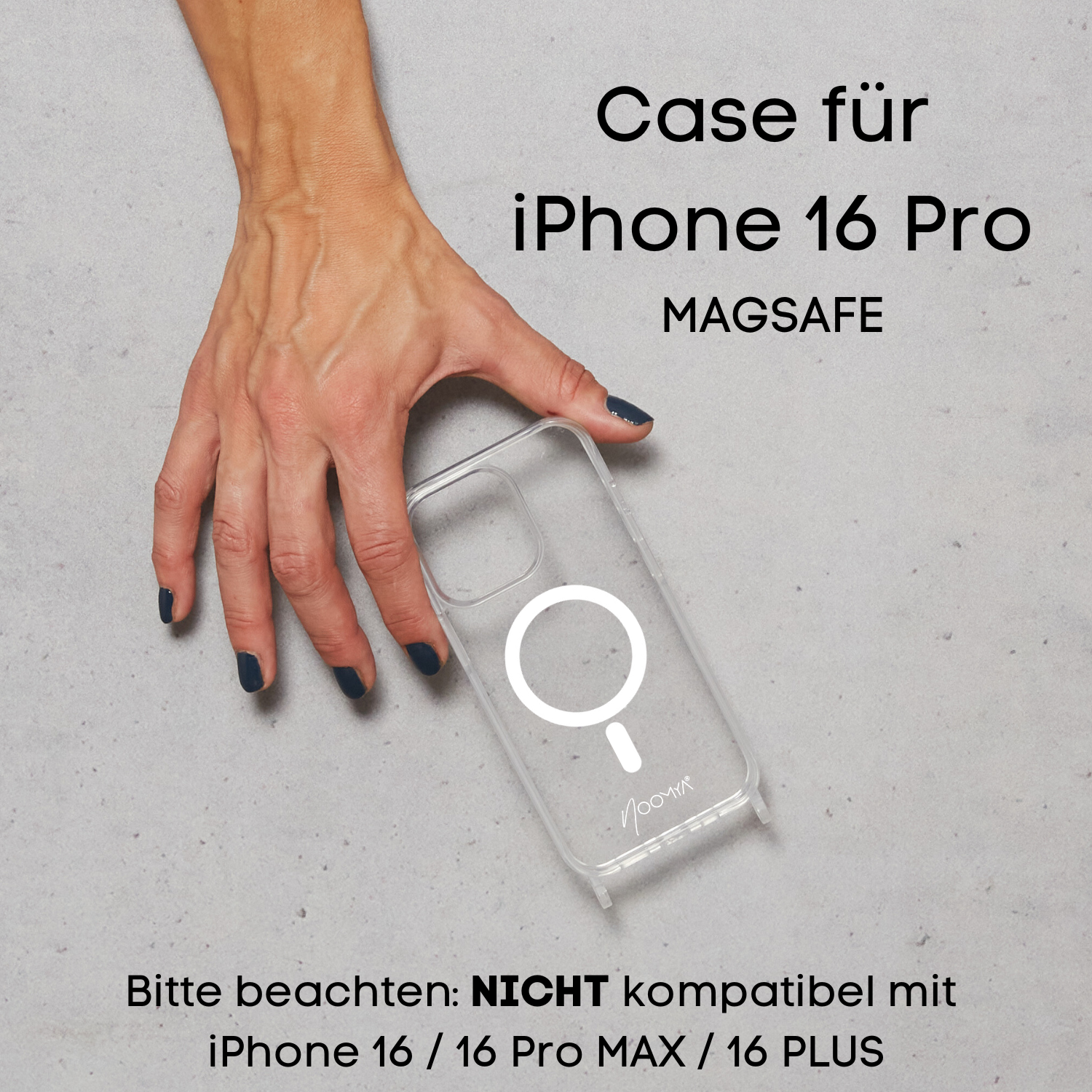 Handyhülle für iPhone 16 er Modelle mit Ösen für Handyketten &amp; Handybänder | transparent