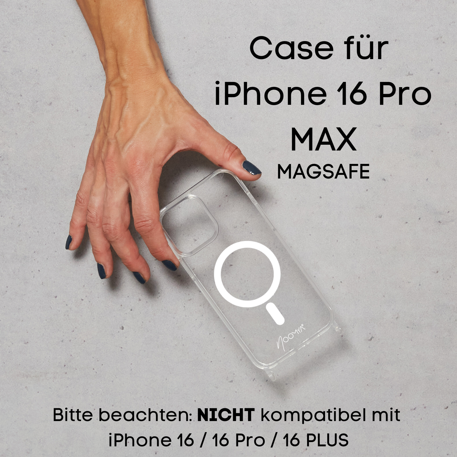 Handyhülle für iPhone 16 er Modelle mit Ösen für Handyketten &amp; Handybänder | transparent